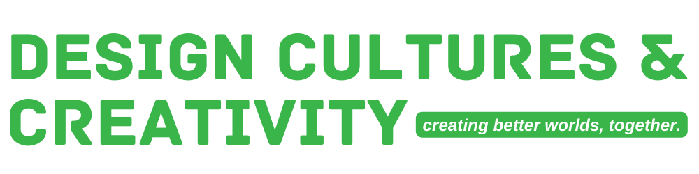 The website title and tagline reads: "Design Cultures and Creativity: creating better worlds, together."